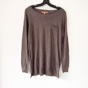Ellen Tracy Lightweight Sweater Brown Chest Pocket in Size Medium NWT
